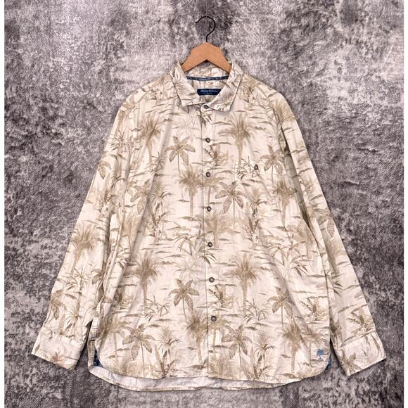 Tommy Bahama Shirt XXL Mens Tortola Tencel Cotton Palm Tree Long Sleeve - Picture 1 of 8